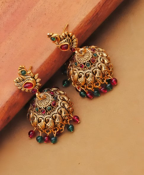 TRADITIONAL OXIDIZED ETHNIC JHUMKA EARRING.