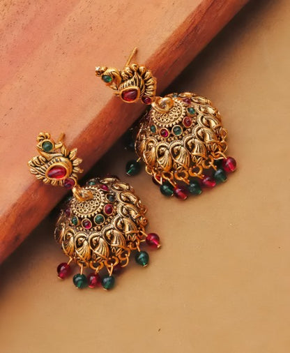 TRADITIONAL OXIDIZED ETHNIC JHUMKA EARRING.