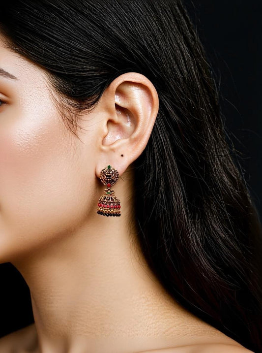 Oxidized Circle in laxmi ji design Jummar Earring