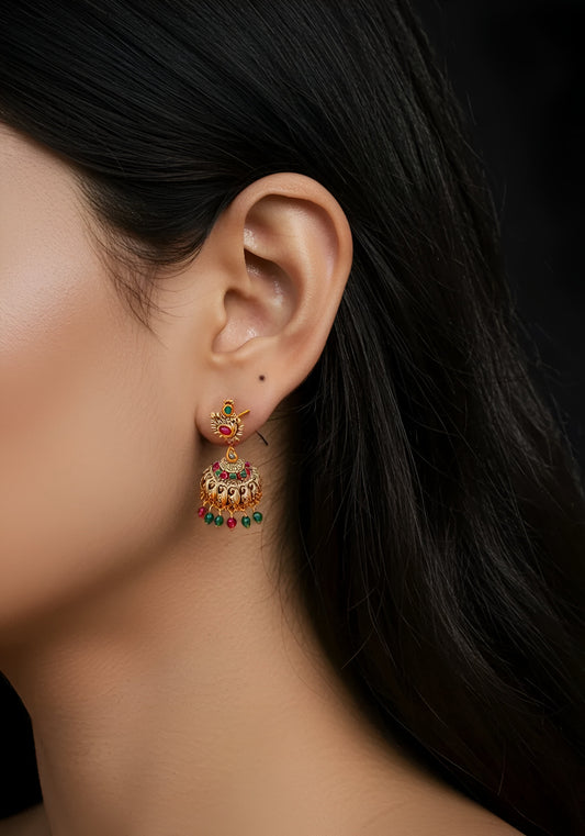 TRADITIONAL OXIDIZED ETHNIC JHUMKA EARRING.